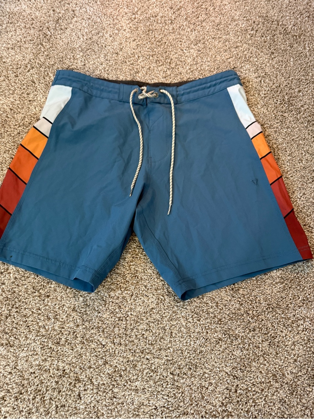 VISSLA Blue Swim Shorts with Cream Drawstring